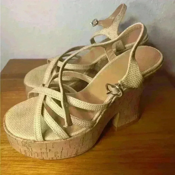 H&M Wedge Heel Sandals Tan Boho - Picture 8 of 14